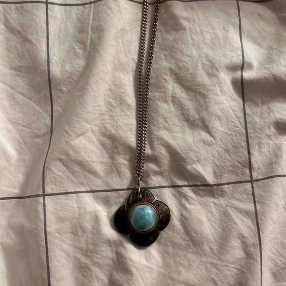 LARIMAR and sterling silver flower necklace from D.R. - Picture 1 of 3